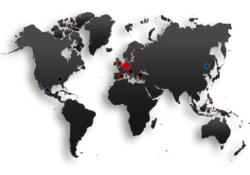 World map red with F.EE branches