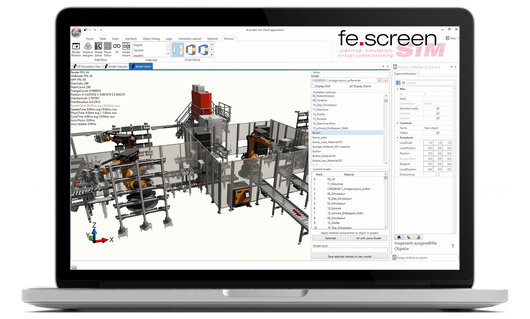 Verbesserte Optik und Realitätstreue: 3D-Anlagensimulation zur virtuellen Inbetriebnahme mit der neuen Version von fe.screen-sim aus dem Hause F.EE, dem Spezialisten für Automatisierungstechnik. Screenshot: Verbesserte Optik und Realitätstreue: 3D-Anlagensimulation zur virtuellen Inbetriebnahme mit der neuen Version von fe.screen-sim aus dem Hause F.EE, dem Spezialisten für Automatisierungstechnik.