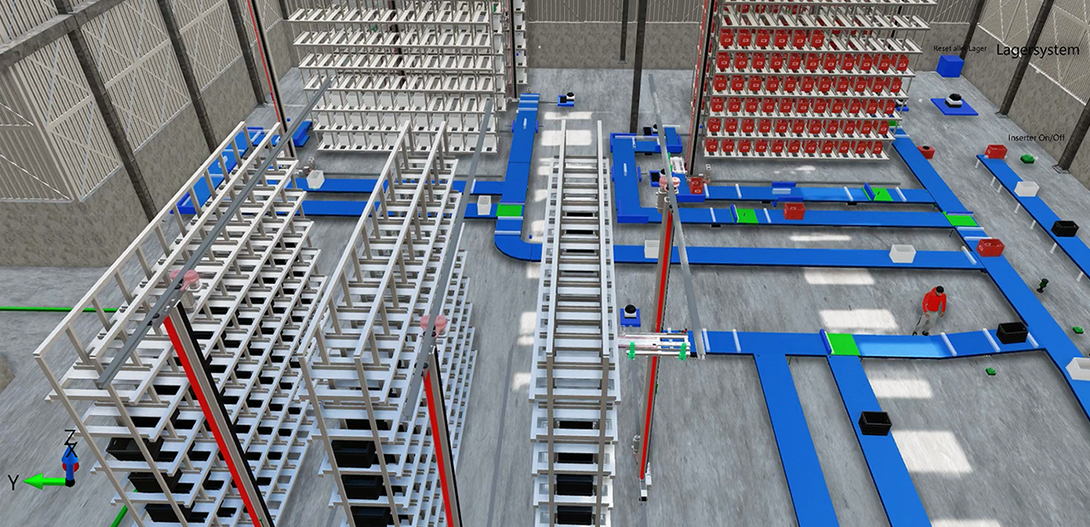 Screenshot: Intralogistik-Simulation in fe.screen-sim