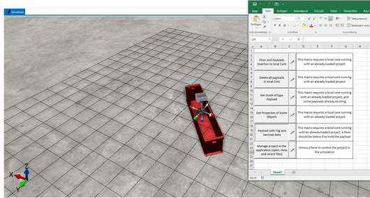 Software-Screenshot: Objektgenerierung in fe.screen-sim aus Excel